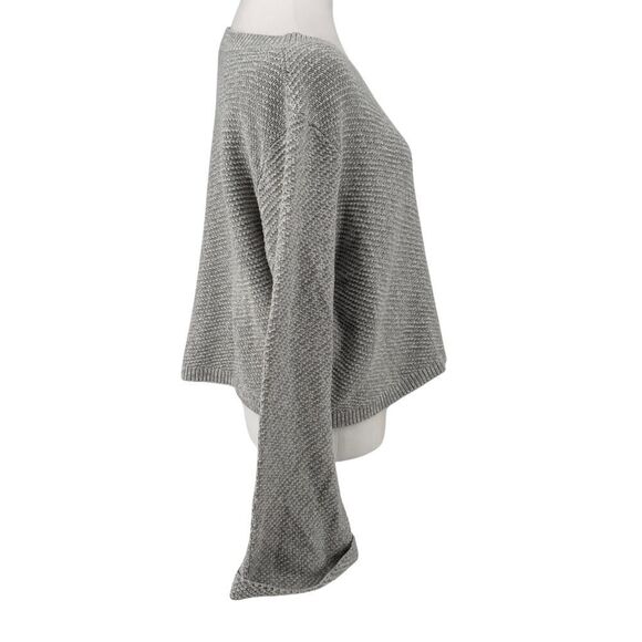 Roxy Gray Textured Knit Pullover Sweater Women’s Sz M Drop Shoulder Slouchy Cozy - Picture 5 of 10